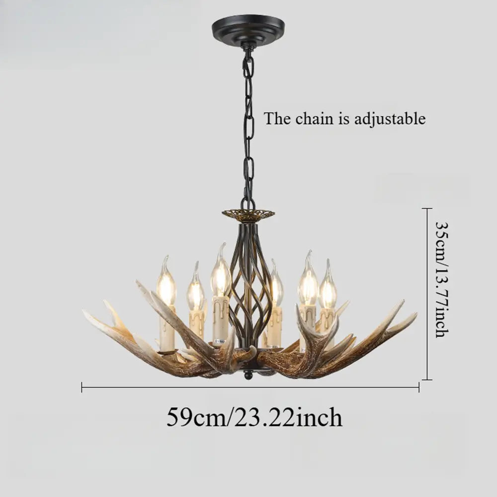 Measurements of the large antler chandelier: 35cm/13.77inch height and 59cm/23.22inch width, with adjustable chain.