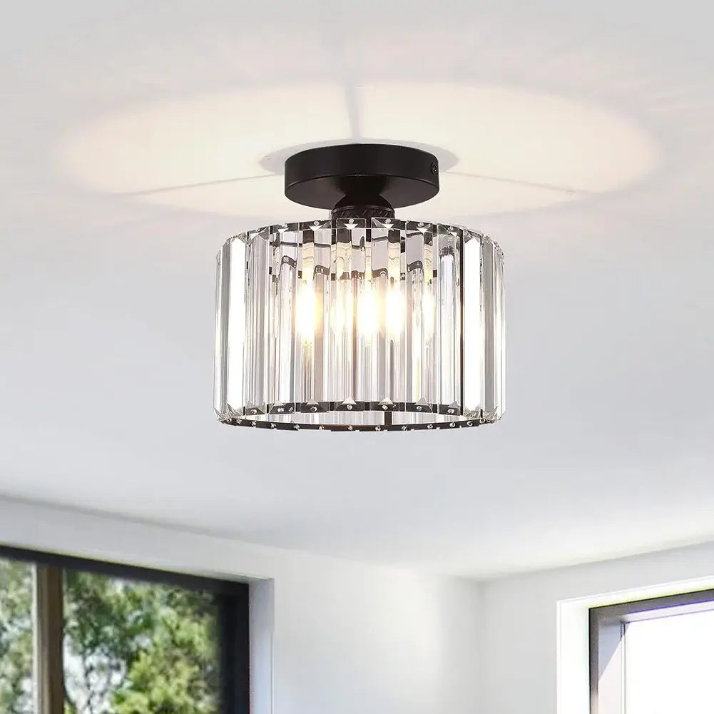 Modern black crystal ceiling light for stylish and contemporary home decor.