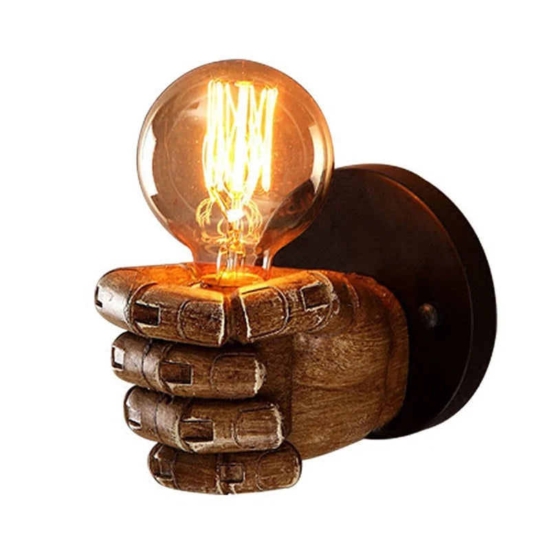 Creative hand wall light with an energy-saving bulb, blending artistic design with functional lighting for any space.