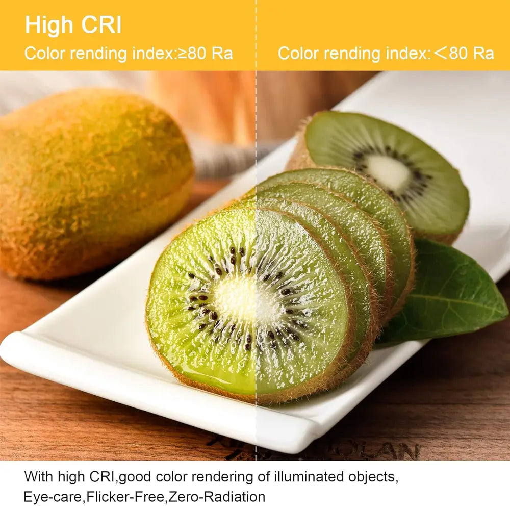 High CRI LED bulb rendering fruits with vivid and accurate colors