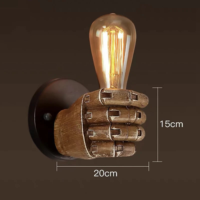 Hand wall lamp in a vintage decor style, a standout feature for bedrooms, hallways, or creative interiors.