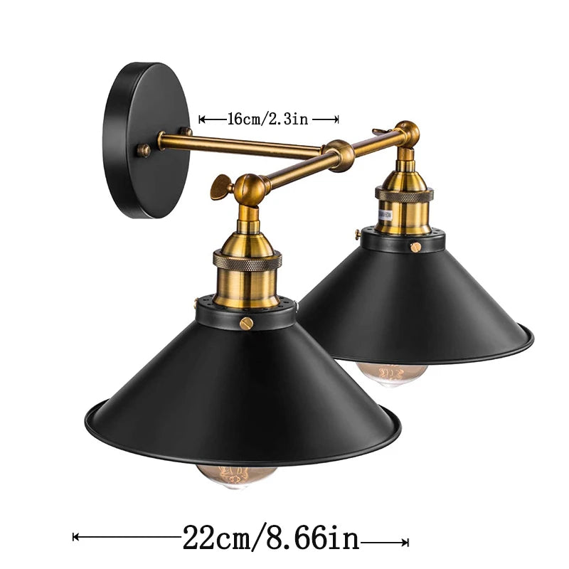 Detailed dimensions of the double wall sconce, showcasing its compact design and suitability for various spaces.