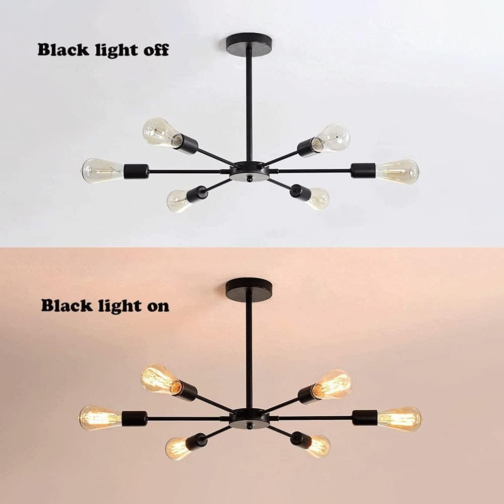 6-Light Pendant Ceiling Light,23'' Living Room Chandelier Light