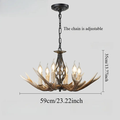 Measurements of the large antler chandelier: 35cm/13.77inch height and 59cm/23.22inch width, with adjustable chain.