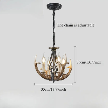 Measurements of the small antler chandelier: 35cm/13.77inch height and 35cm/13.77inch width, with adjustable chain.