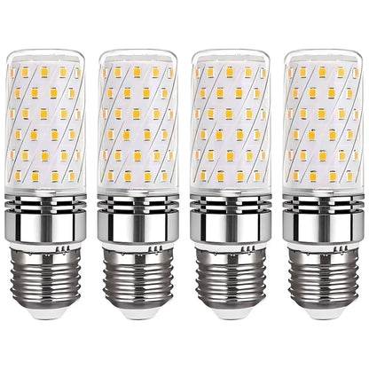 Four E27 LED corn bulbs, featuring a spiral arrangement of 84 SMD LEDs and a standard E27 screw base.