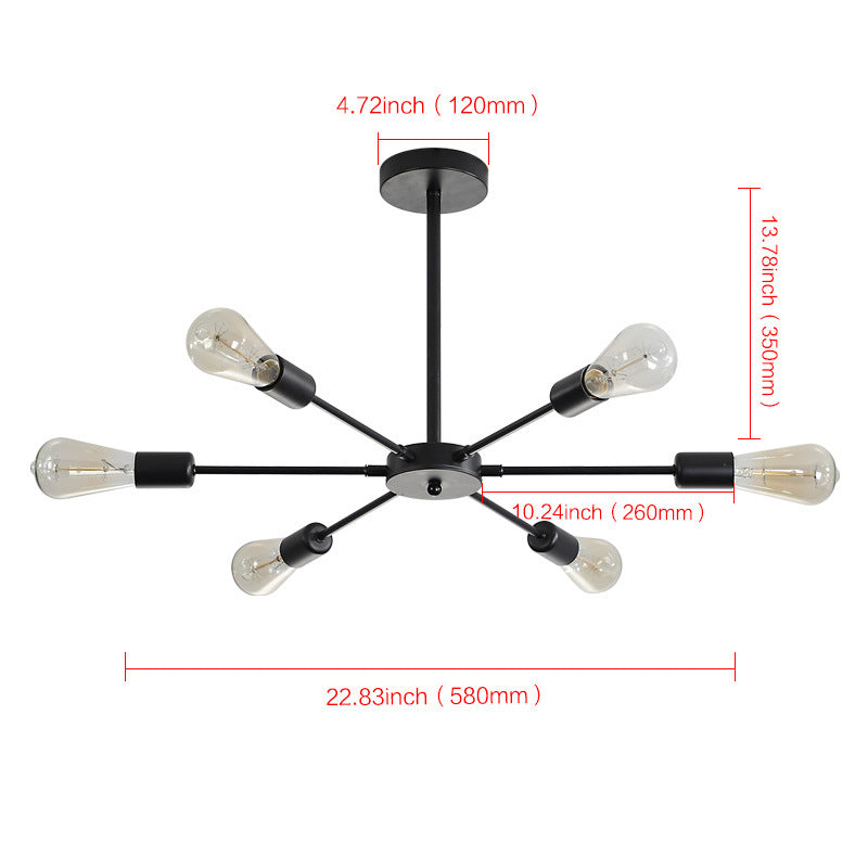 6-Light Pendant Ceiling Light,23'' Living Room Chandelier Light