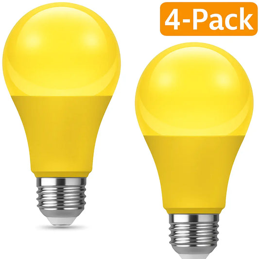 4-pack amber LED light bulbs with bug repellent design.