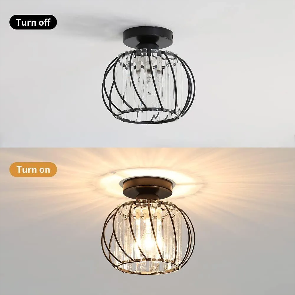 This ceiling lamp emits a soft and warm light when turned on.