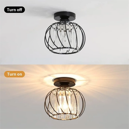 This ceiling lamp emits a soft and warm light when turned on.