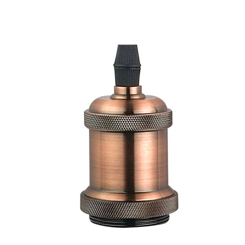 Single Brownish Red DIY lamp socket from the 4-pack fitted with a black cord grip and textured metal collars.