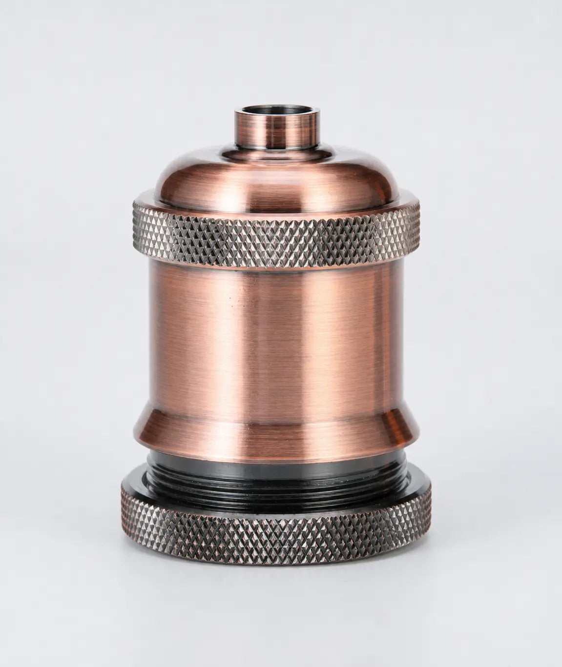 Single Brownish Red aluminum alloy DIY lamp socket from the 4-pack with knurled collars and a dark threaded base.