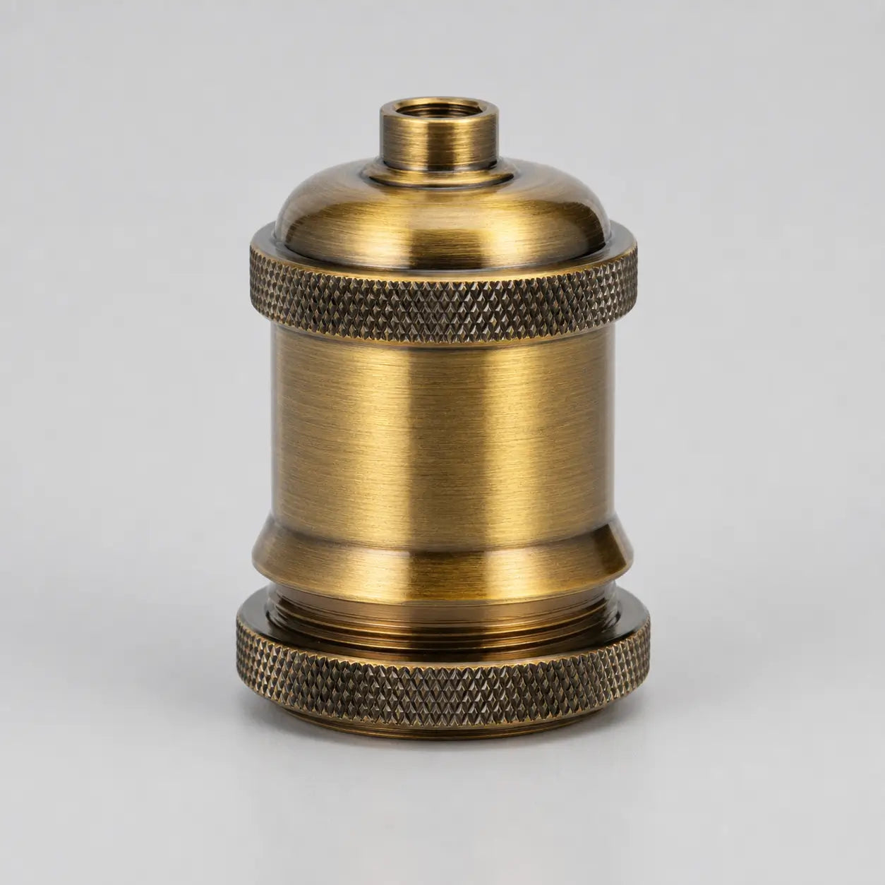 Single Gold aluminum alloy DIY lamp socket from the 4-pack, shown from the front with diamond-knurled upper and lower collars.