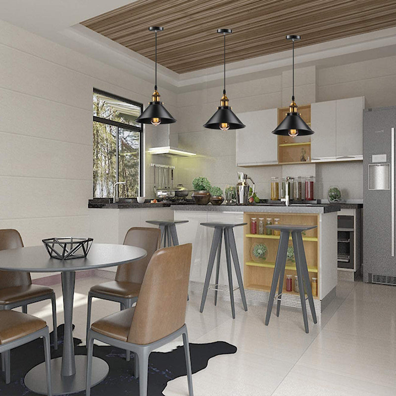 vintage pendant lighting above kitchen island