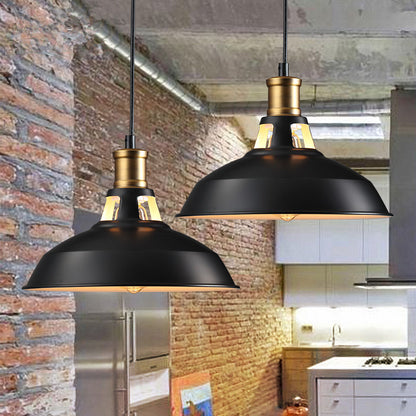 2 black pendant lights in the kitchen