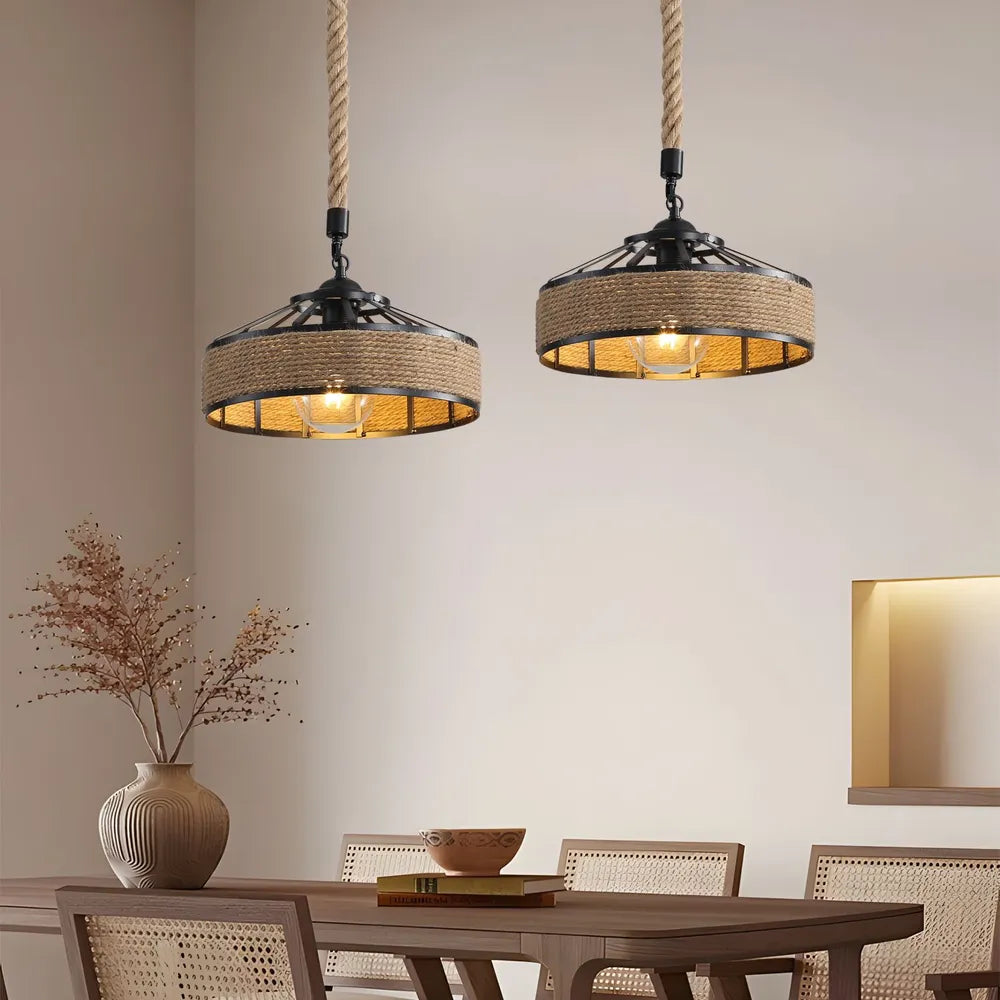 Hemp rope pendant lamp for restaurant lighting