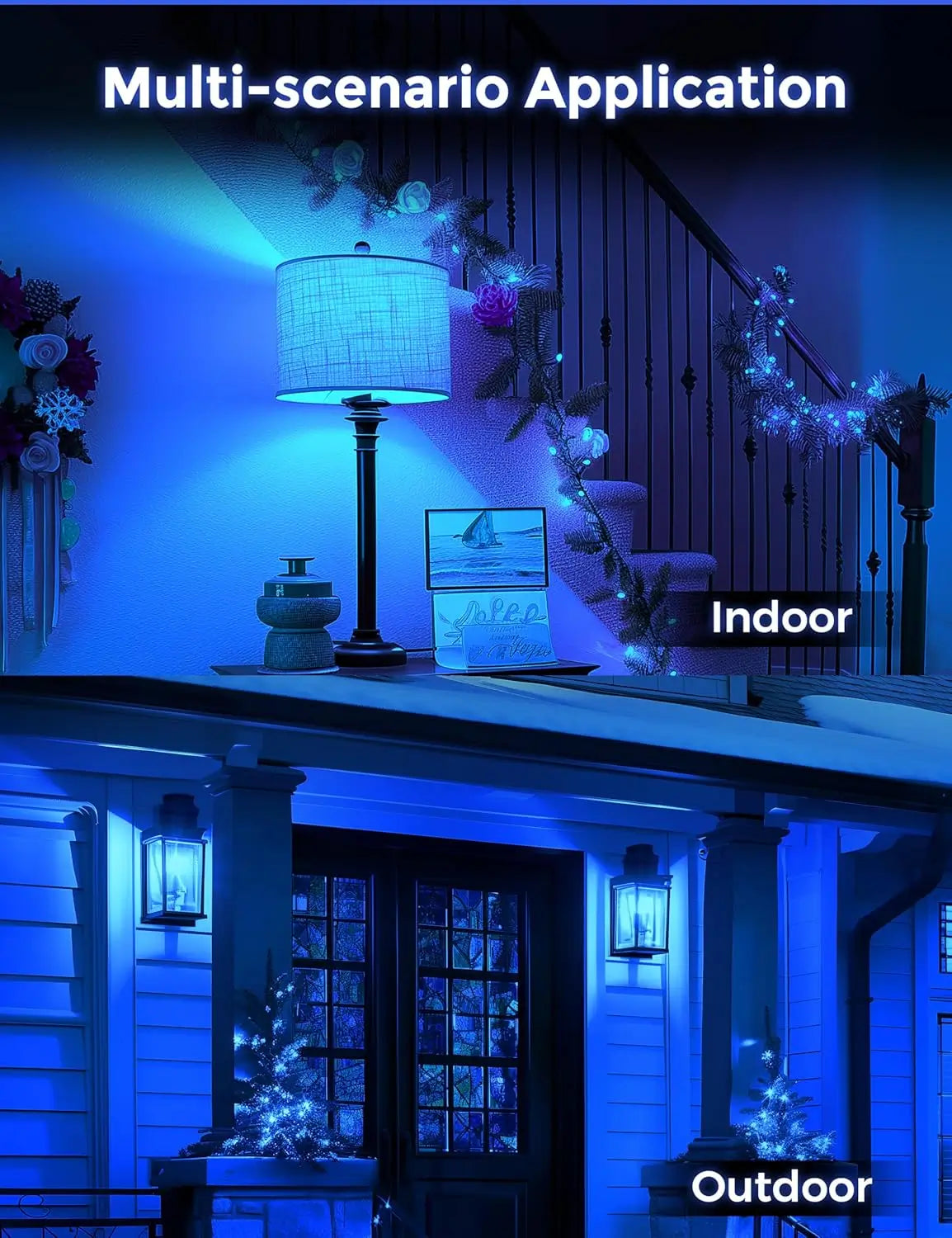Blue LED bulbs suitable for both indoor and outdoor decorative lighting.