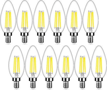 12-pack E12 LED candelabra bulbs with 5000K daylight white light