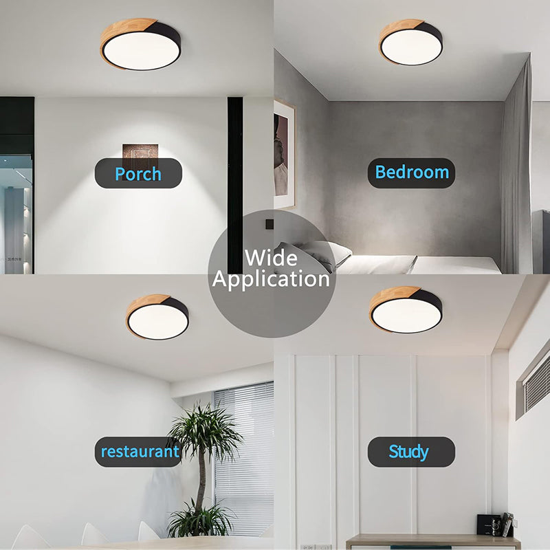 flush mount wooden led ceiling lights black -wide application