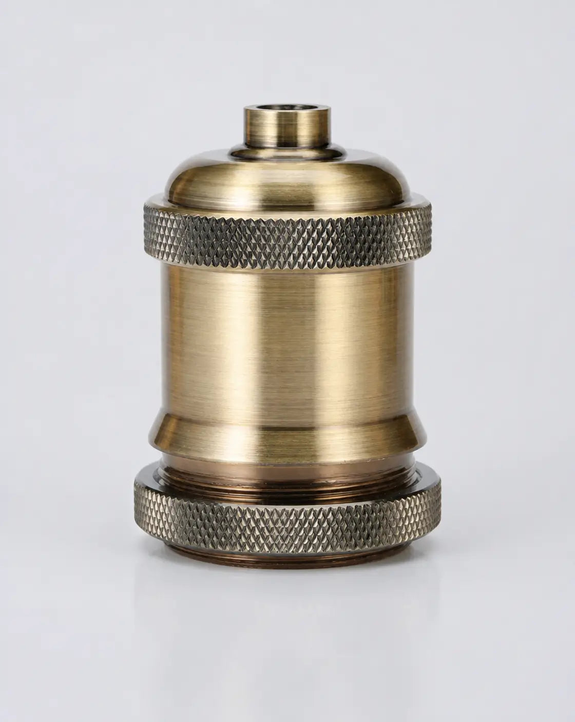 Single Light Brown aluminum alloy DIY lamp socket from the 4-pack, shown from the front with knurled metal collars.