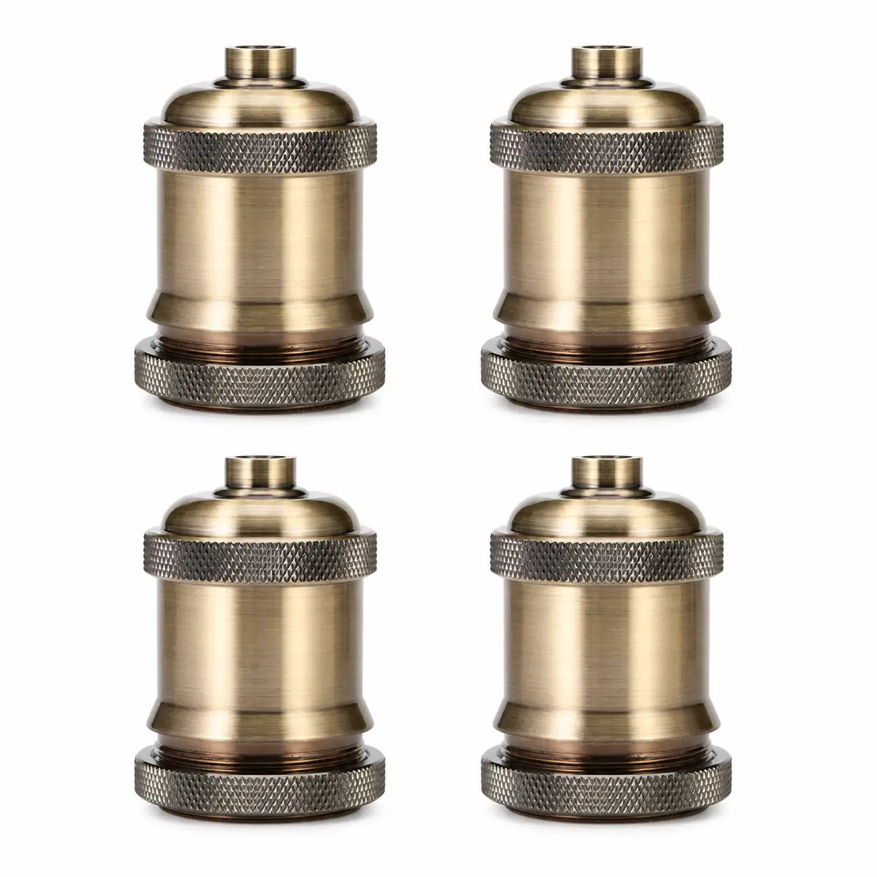 Four Light Brown aluminum alloy DIY lamp sockets arranged in a two-by-two layout on a white background.