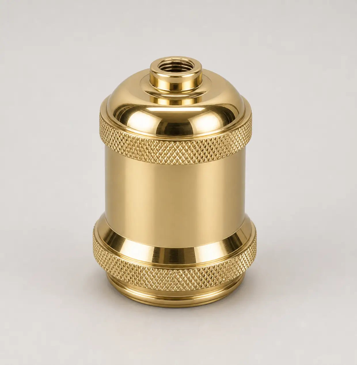 Single Light Gold aluminum alloy DIY lamp socket from the 4-pack with a polished dome and diamond-knurled collars.