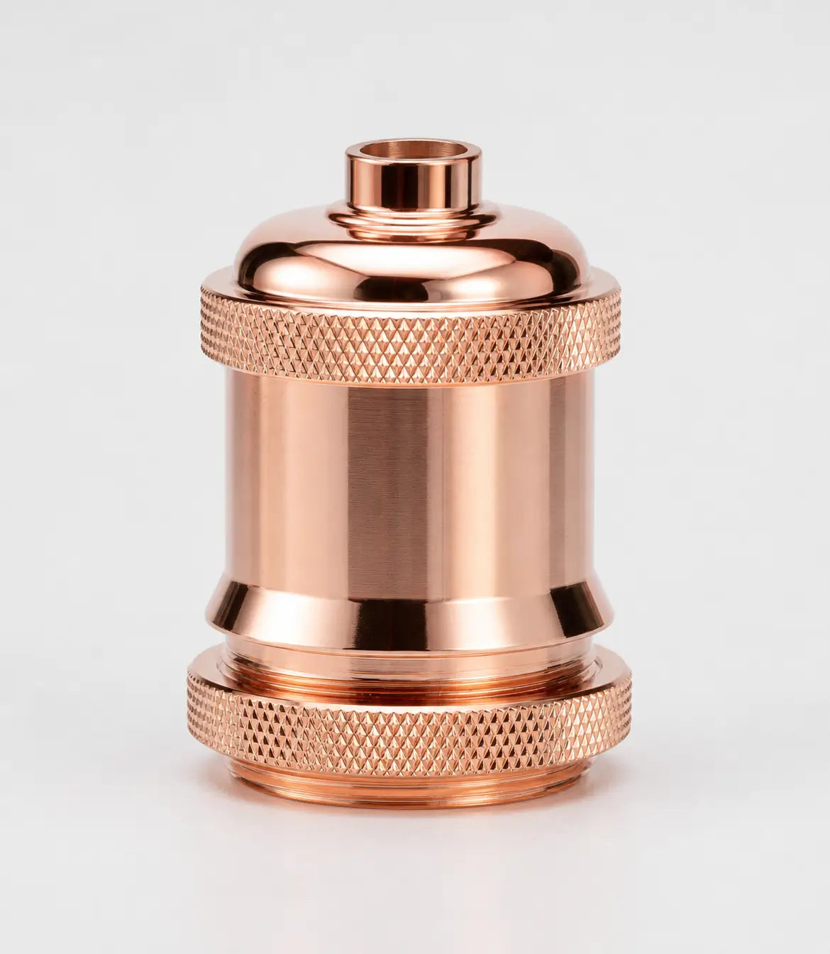 Single Light Pink aluminum alloy DIY lamp socket from the 4-pack, shown from the front with diamond-knurled collars.