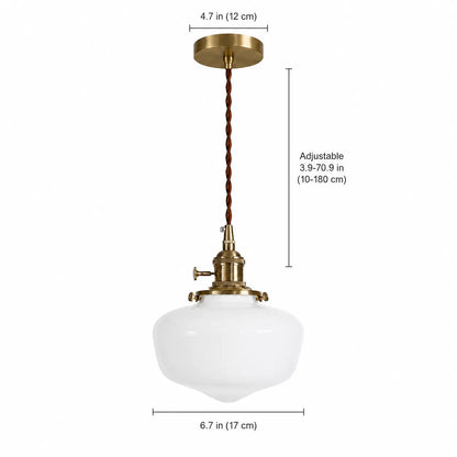 Opaque white glass pendant light dimensions with 17 cm shade, 12 cm canopy, and adjustable 10–180 cm drop