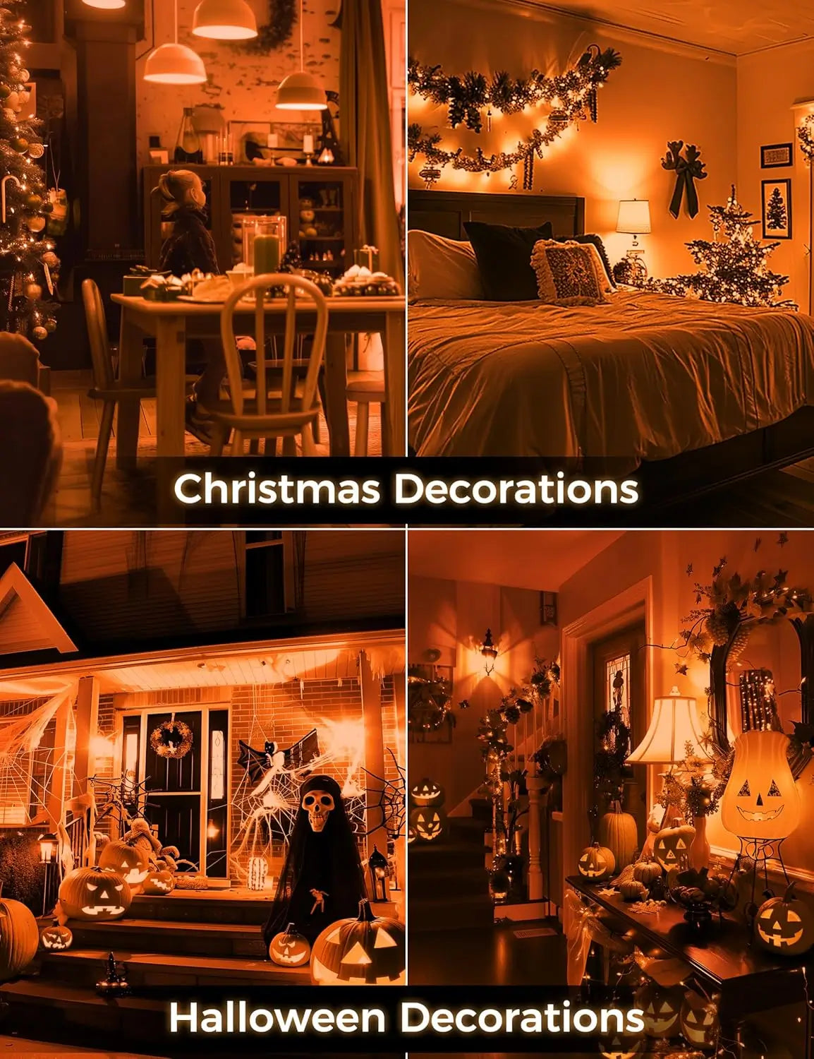 Orange LED light bulbs used in Halloween and Christmas home decorations.
