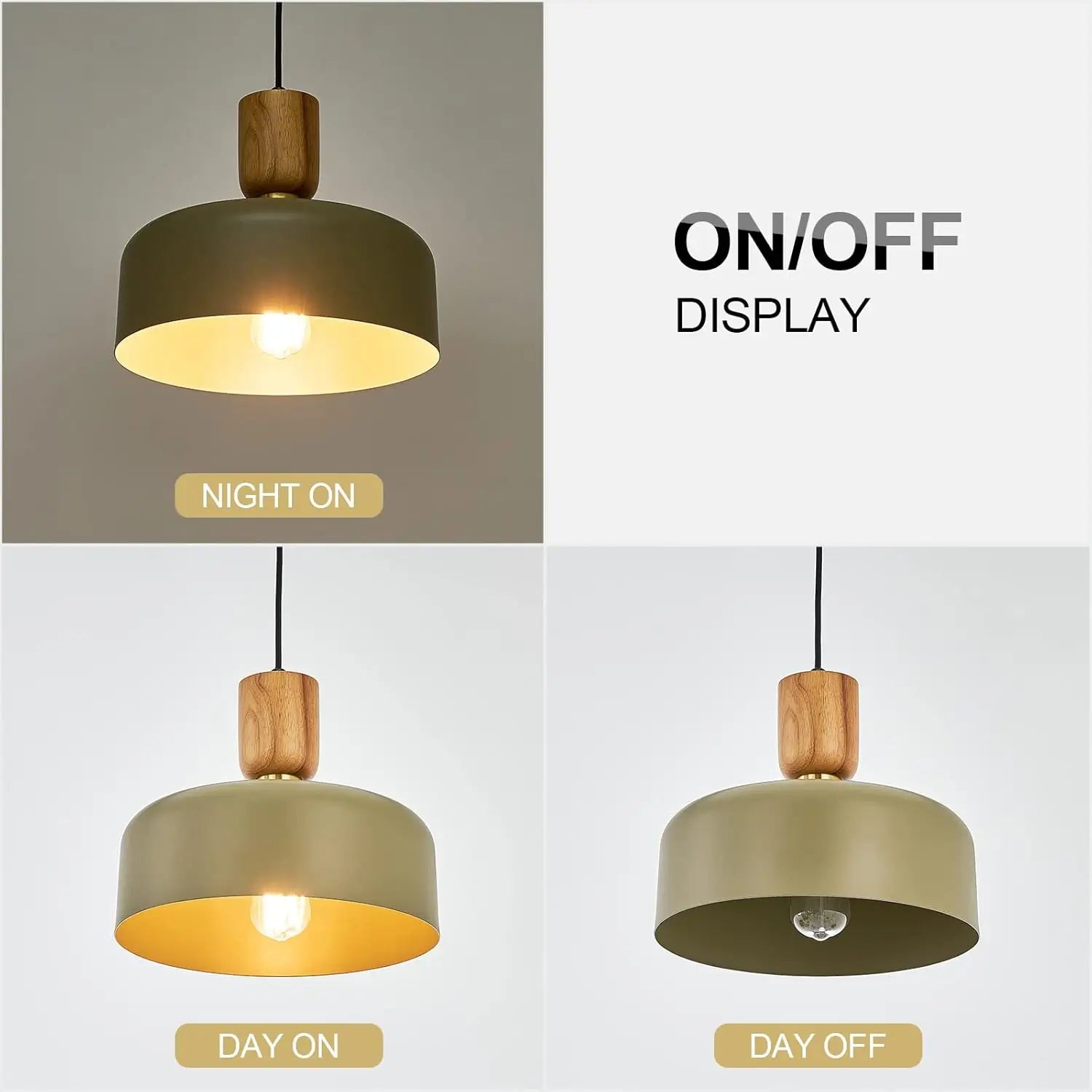 On/off display of pendant light during day and night