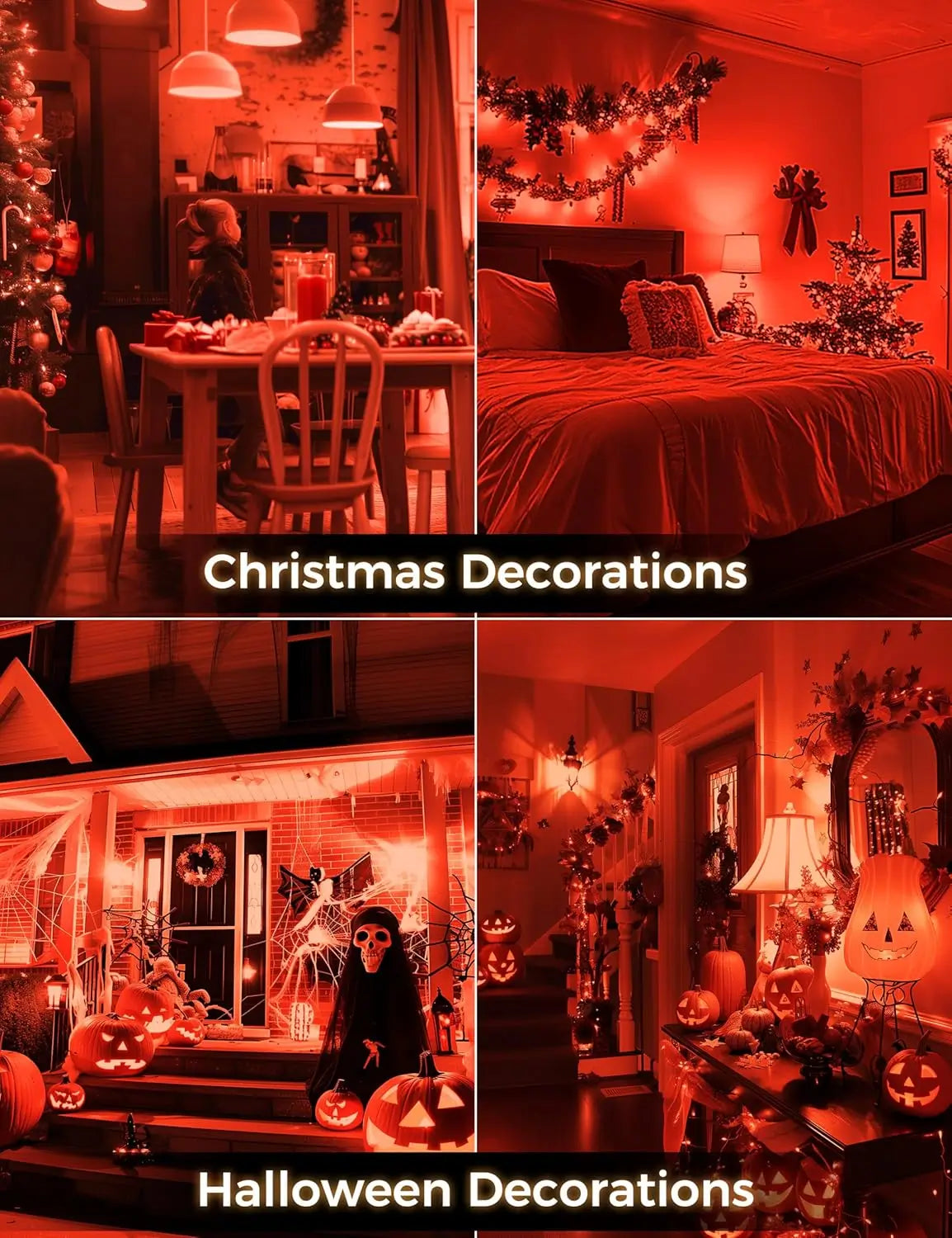 Red LED bulbs for Halloween and Christmas indoor and outdoor decoration.