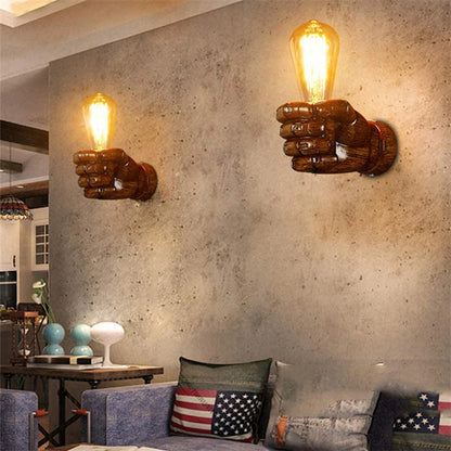 Vintage industrial hand-shaped wall sconce lamp, perfect for creating a rustic and stylish interior ambiance.