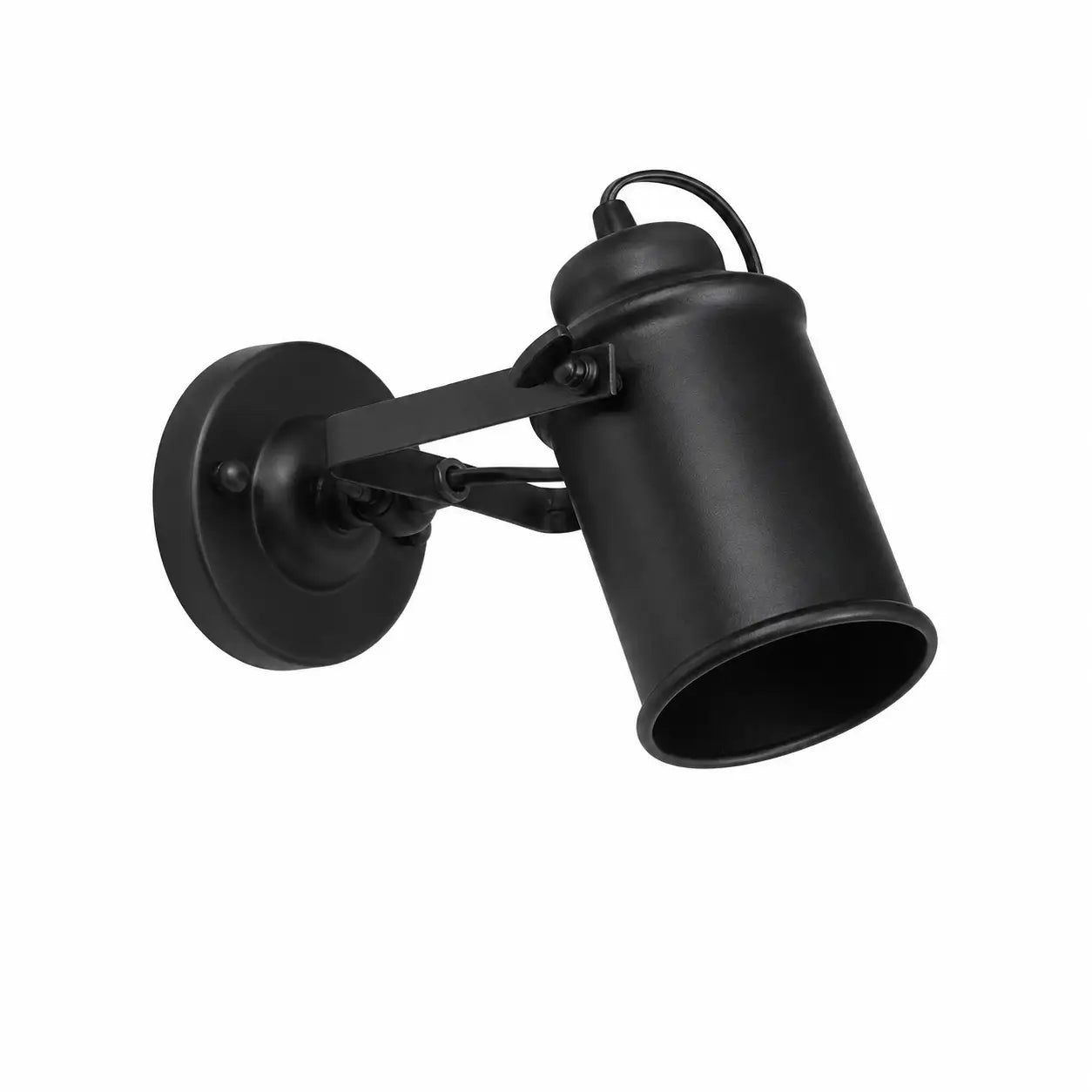 Industrial matte black wall sconce with adjustable spotlight shade